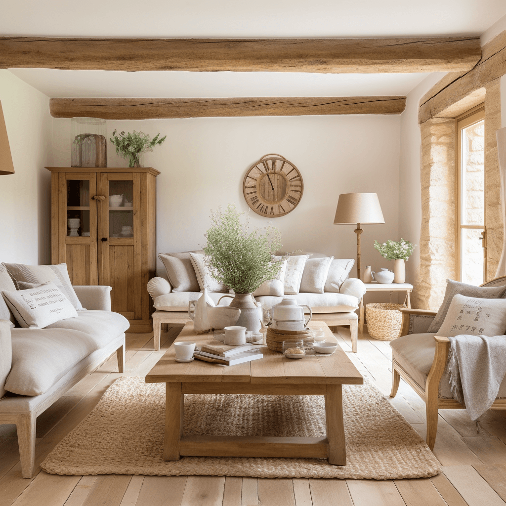 Cream French Farmhouse Style Natural Wood 