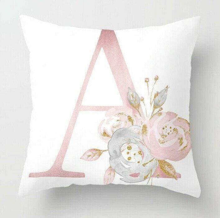 White Pink Letter Floral Decorative Cushion Cover Pillowcase Soft Suede Touch - EasyChic Home