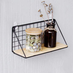 Industrial Metal Wood Wall Shelf Wire Shelves Storage No Drill White –  EasyChic Home