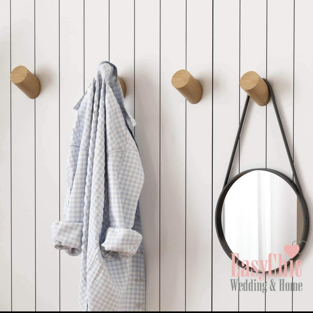 Solid Oak Wooden Wall Hook Peg Hat Coat Hanger Hallway Home Storage Natural - EasyChic Home